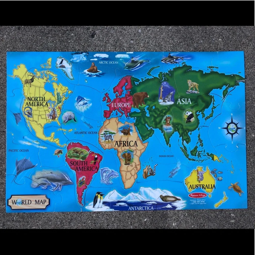 - World Map 2 x 3 Foot Floor Puzzle! EUC!